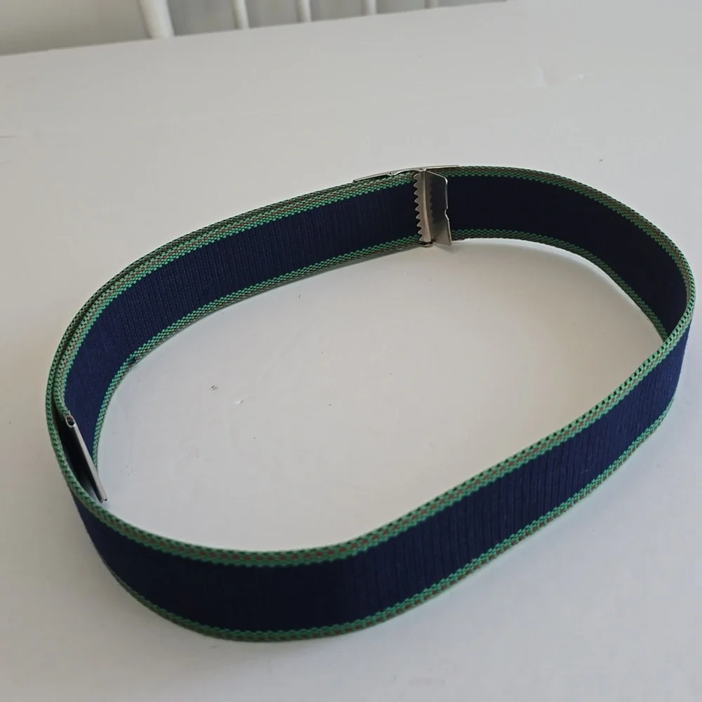 Tommy Hilfiger Tommy Jeans Woven Fabric Belt Silver Logo Buckle Adjustable Blue